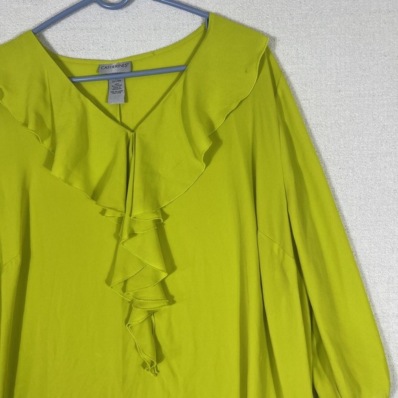Catherines V-Neck Ruffle Front Blouse Womens 2X - Picture 3 of 12
